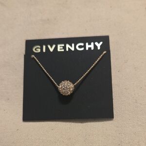 Givenchy Gold Necklace with a Pave Crystal Ball Pendant